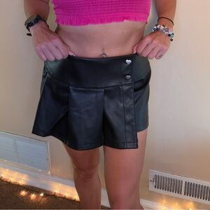 Celebrity Pink Skort Faux Leather Black with Heart Accent